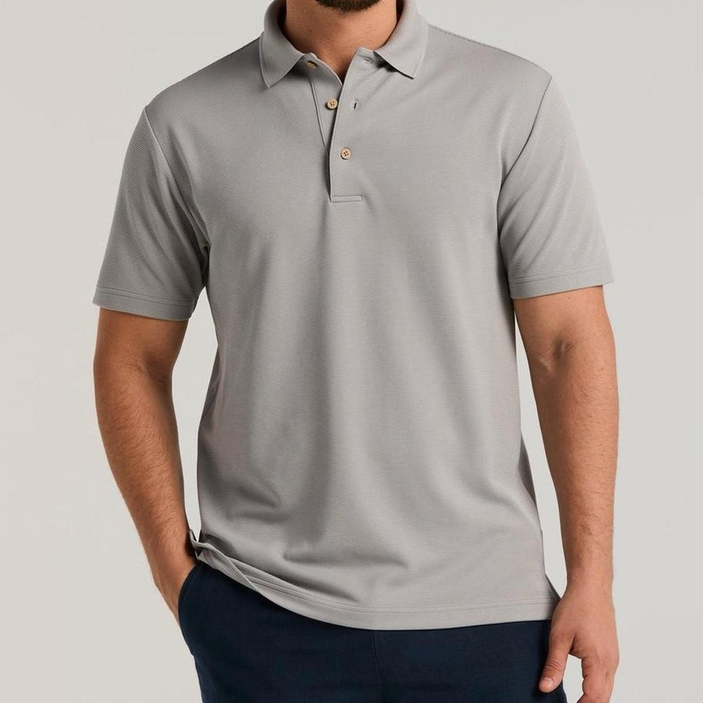 Cubavera Gray Textured Ribbed Golf Polo Shirt Size Small (S)